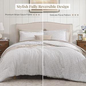 BLOOMHAVEN Queen Comforter Set FAWN - 7 Pieces Beige Bedding Sets for All Seasons, Lightweight Soft Bed in a Bag Queen with Revesible Farmhouse Comforter, Sheets, Pillowcases & Shams