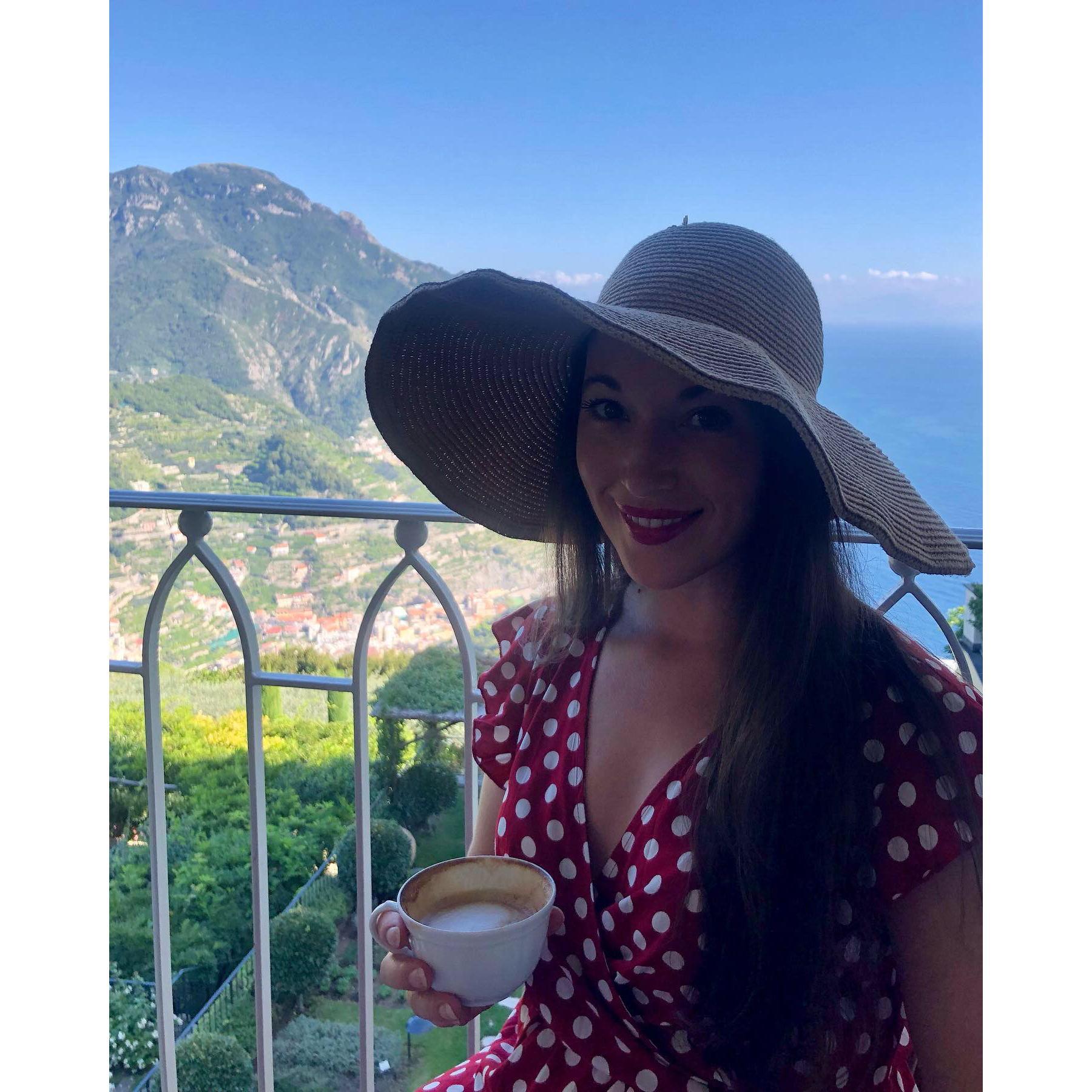 cappuccino with a view, at Belmond Hotel Caruso