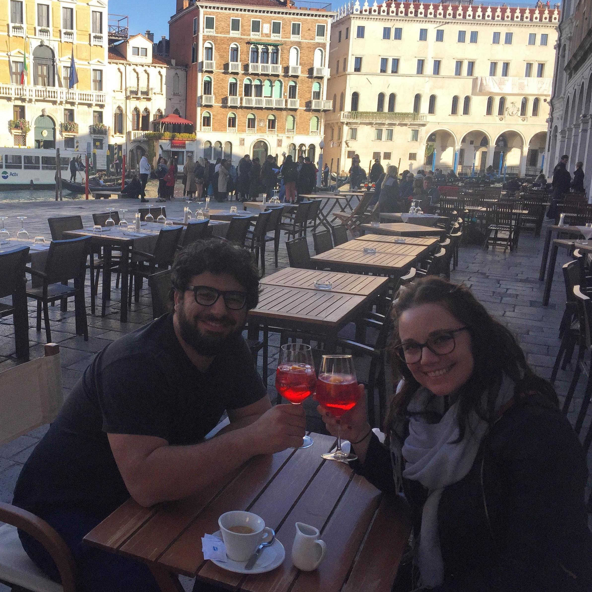Sipping on spritzes in Venice.