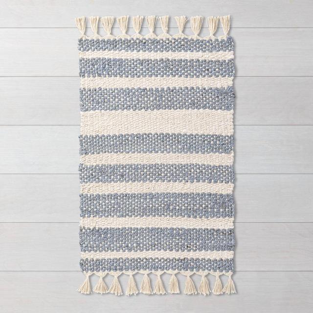 2' x 3' Jute Stripe with Tassel Fringe Rug Gray - Hearth & Hand™ with Magnolia