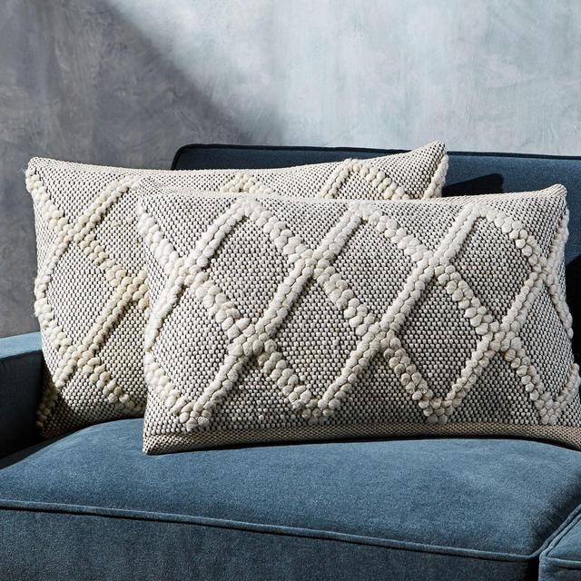 Austine Grey and Cream Pillows 24"x16", Set of 2