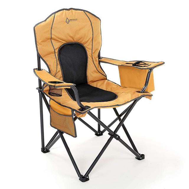 ARROWHEAD OUTDOOR Portable Folding Camping Quad Chair w/ 4-Can Cooler, Cup-Holder, Heavy-Duty Carrying Bag, Padded Armrests, Supports up to 330lbs, USA-Based Support