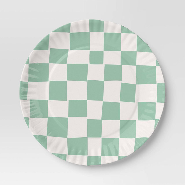 10" Melamine Checker Dinner Plate Green - Room Essentials™
