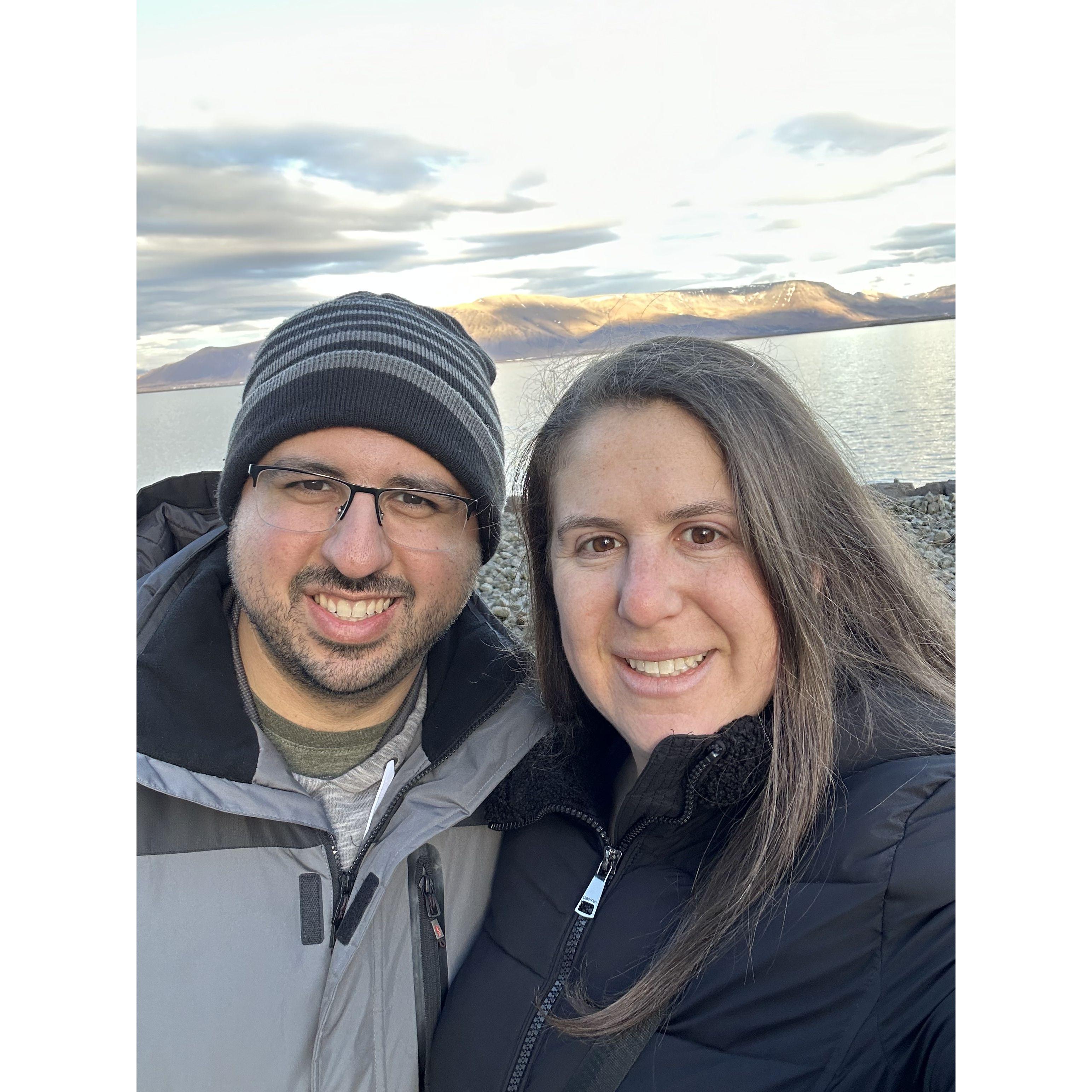 Stopping to take in the nice view in Reykjavik.