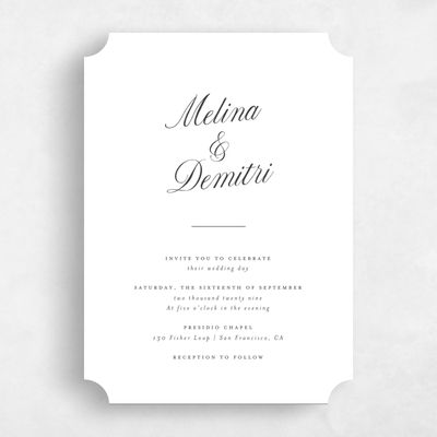 White Ticket Wedding Invitation - Mabel Classic
