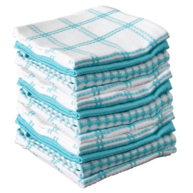 T-fal Coordinating Flat Waffle Weave Dish Cloth, Twelve Pack, Breeze
