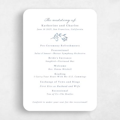 Blue Rounded Wedding Program - Pirouette