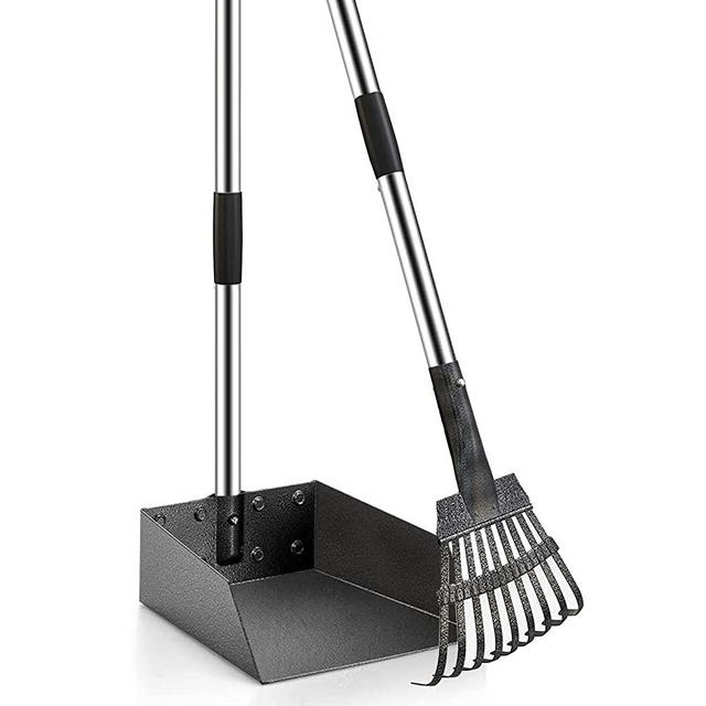 SUNLAX Pet Pooper Scooper, Height Adjustable Dog Poop Scoop Removal Picker with Long Handle Extra Large Tray - Easy to Wash