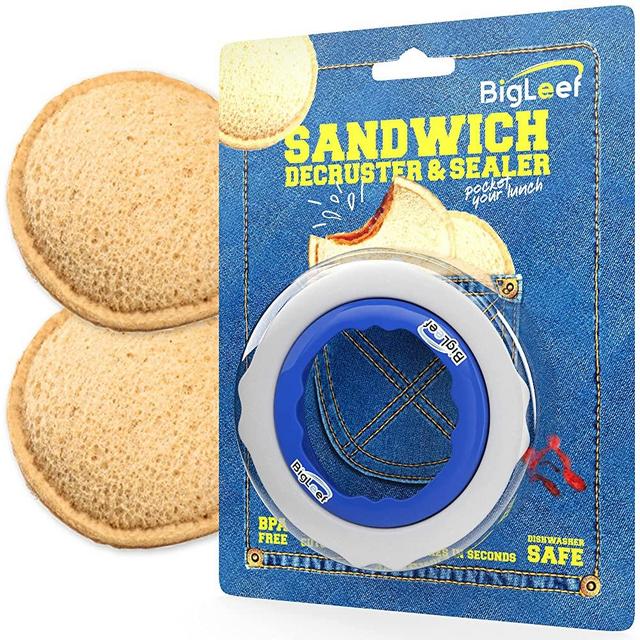 Sandwich Cutter, Sealer and Decruster for Kids - Make Round DIY Pocket Sandwiches - Non Toxic, BPA Free, Food Grade Mold - Durable, Portable, Easy to Use and Dishwasher Safe (Round)