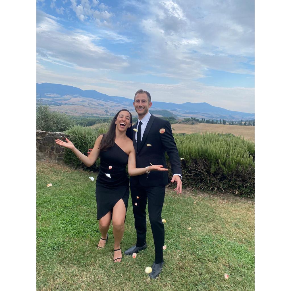 Caught us celebrating at our friends' wedding