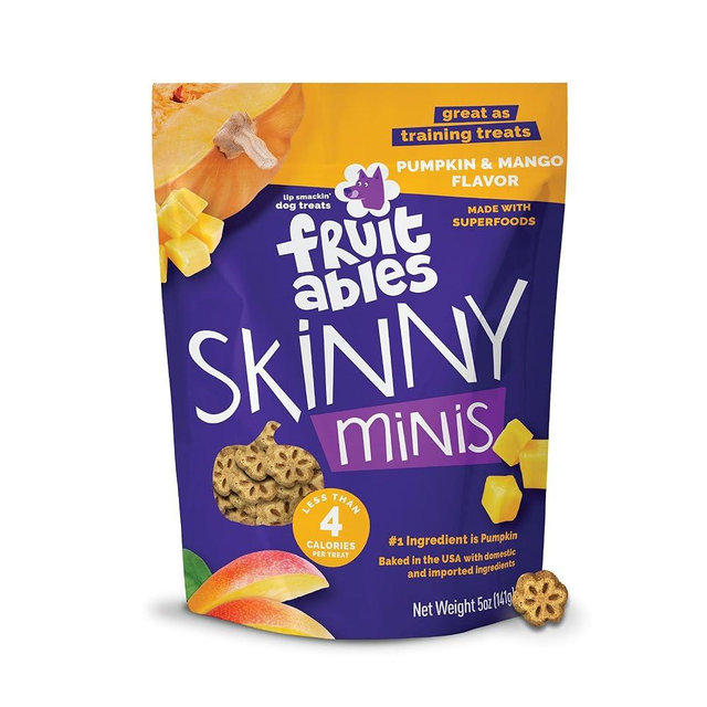 Fruitables Skinny Minis Dog Treats, Healthy Pumpkin Treat for Dogs, Low Calorie & Delicious, Puppy Training, No Wheat, Corn or Soy, Made in the USA, Pumpkin and Mango Flavor, 5oz