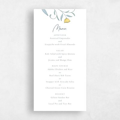 White Wedding Menu - Sinfonia