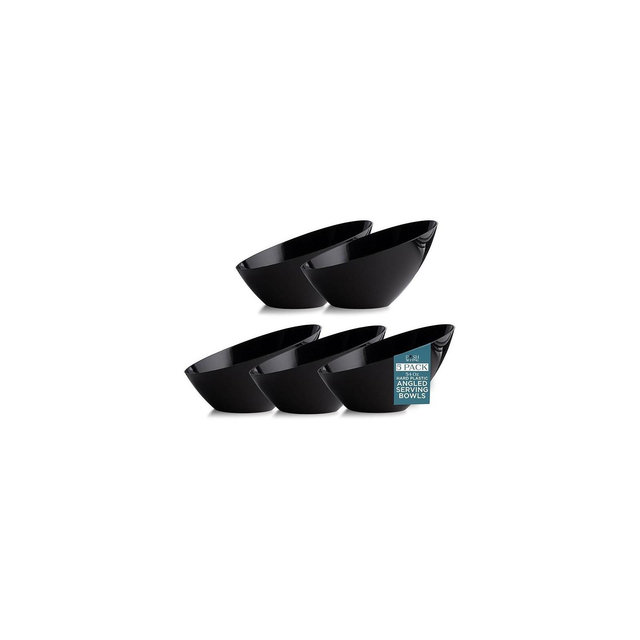 Posh Setting Black Angled Plastic Large Serving Bowls - 54 oz. - 5 Pack
