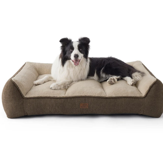 Supportive Dog Couch in Brown Lentil