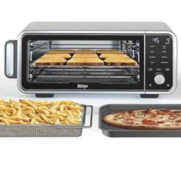 Ninja SP201 Digital Air Fry Pro Countertop 8-in-1 Oven with Extended Height, XL Capacity, Flip Up & Away Capability for Storage Space, with Air Fry Basket, Wire Rack & Crumb Tray, Silver