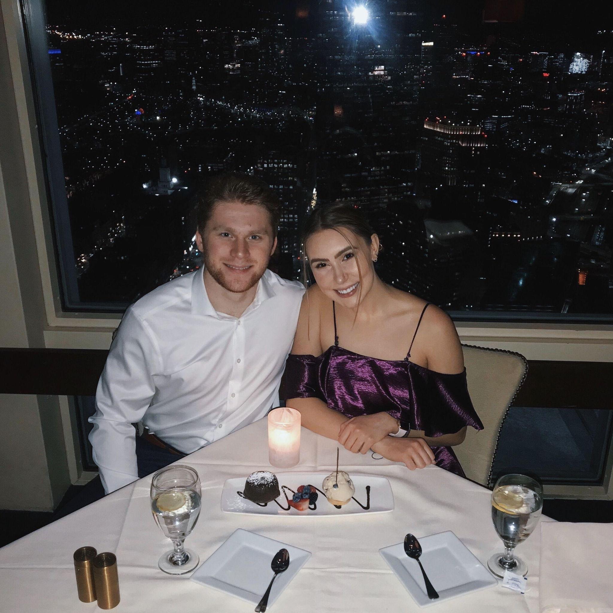 Erin's 21st birthday dinner at the Top of the Hub on the top floor of the Prudential Center in Boston.