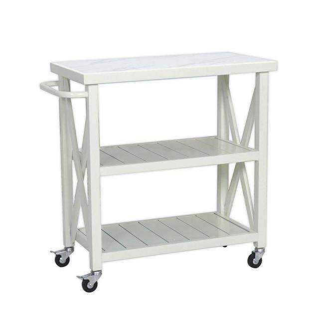W Home Galvanized Steel Outdoor Cart in White