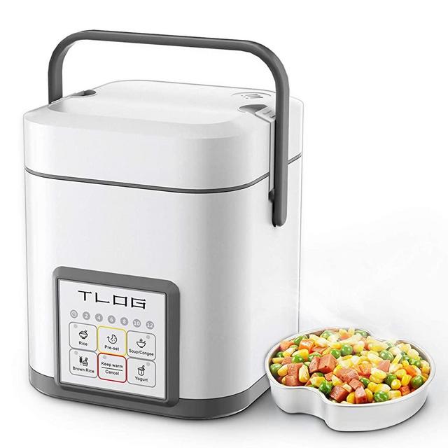 TLOG Mini Rice Cooker 2 Cups Uncooked,1.2L Portable Rice Cooker, Travel Rice Cooker Small for 1-2 People, Personal Rice Cooker, Food Steamer, Multi-cooker for Brown Rice, White Rice, Soup,Keep Warm