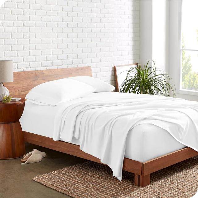 Bare Home 100% Organic Cotton Jersey Sheet Set, Ultra Soft, 100% Cotton - Sheet Set & Pillowcases - Deep Pocket Bed Sheets (King, White)