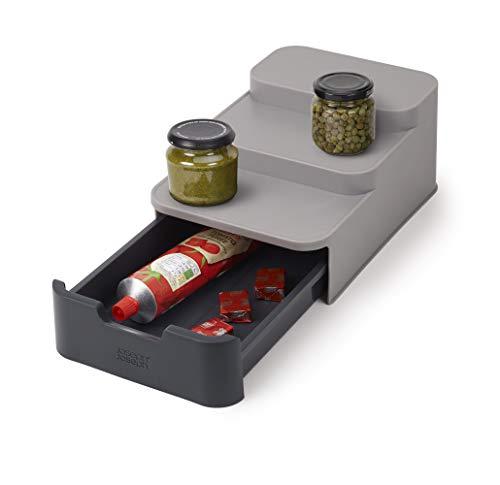 Joseph Joseph 85145 CupboardStore Compact 3 Tier Shelf Organizer with Drawer for Cabinet, Gray