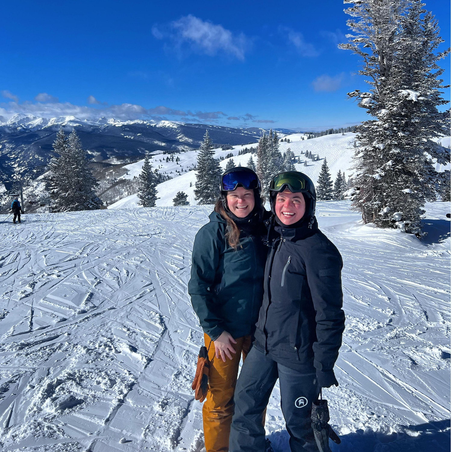 Enjoying the view from Vail mountain right after we helped our friends Courtney and Ryan get engaged! (January 2023)