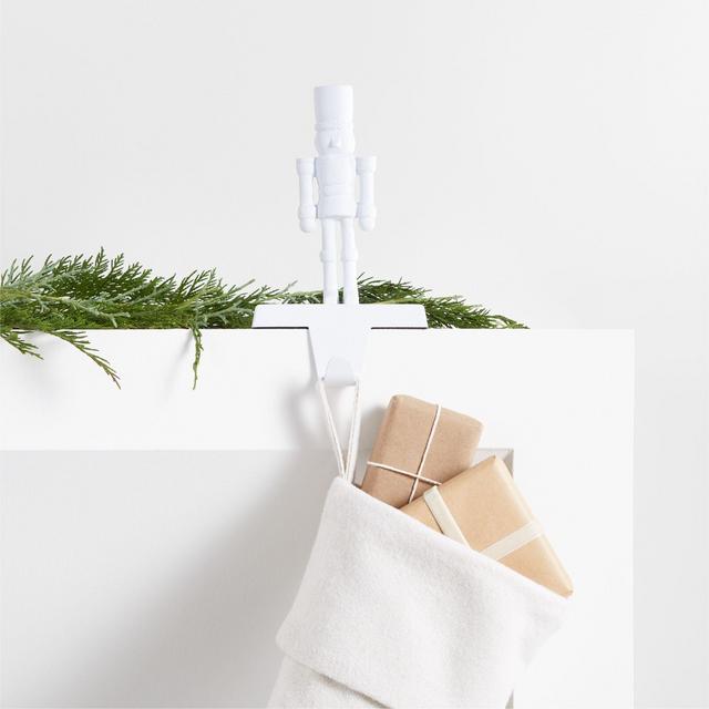 Matte White Nutcracker Christmas Stocking Hook