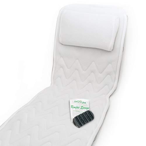 IndulgeMe Full Body Bath Pillow - Non-Slip, Plus Konjac Bath Sponge, Luxurious Mat, Bath Pillows for Tub Neck and Back Support