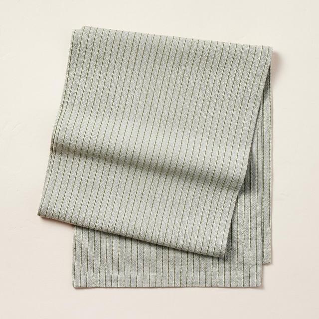 14"x72" Textured Stripe Woven Table Runner Sage Green - Hearth & Hand™ with Magnolia