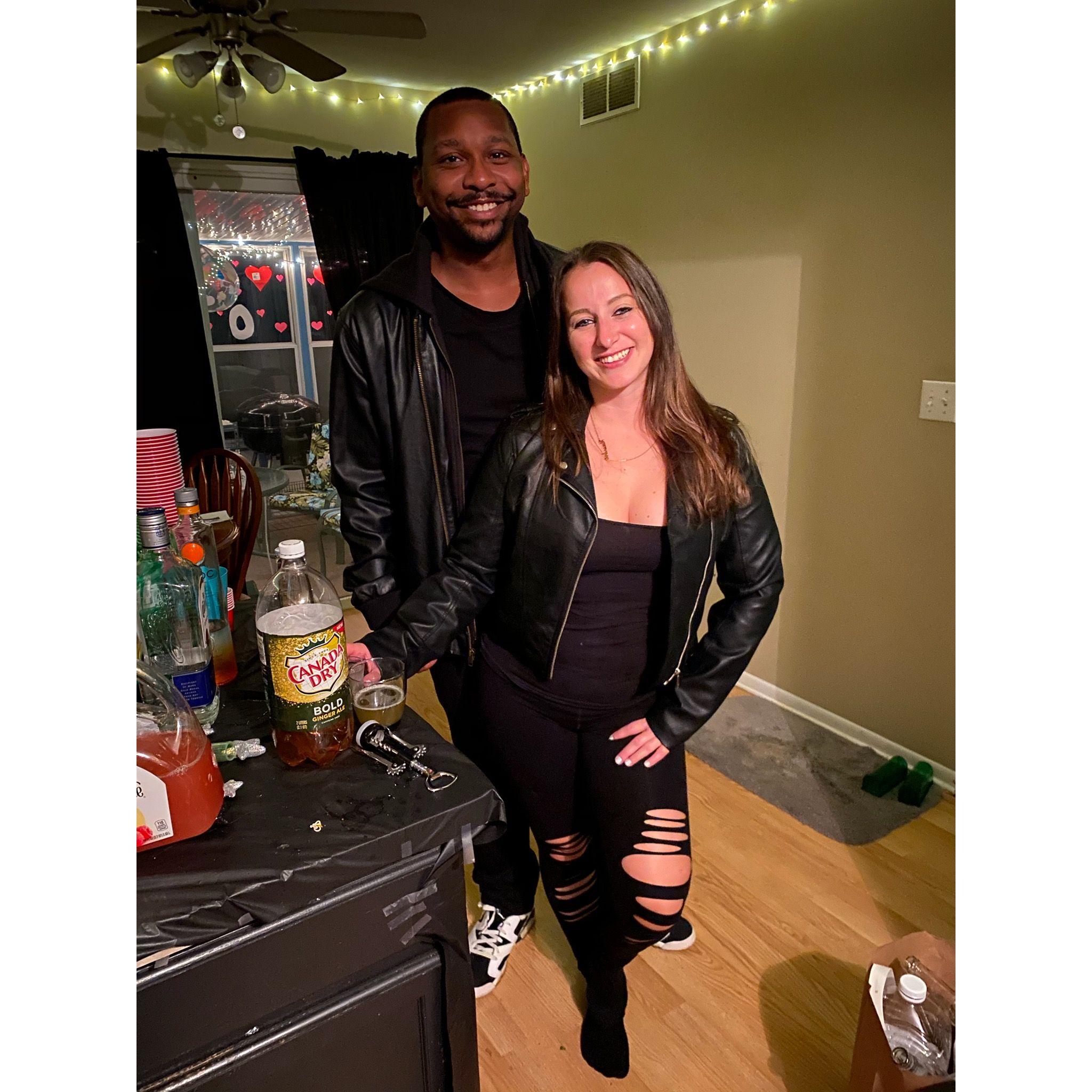 Our first time wearing matching pleather