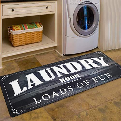 USTIDE Laundry Room Decor Loads of Fun Rug Floor Mat for Washroom Mudroom Non Skid Rubber Waterproof Kitchen Mat, 20x48