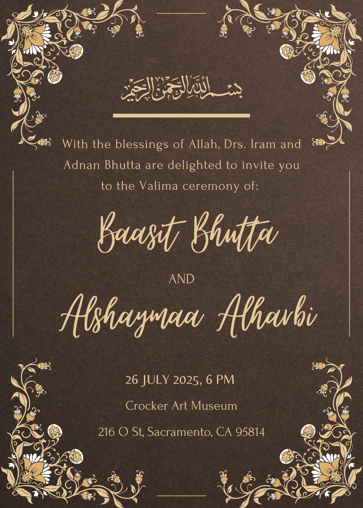 The Wedding Website of Baasit Bhutta and AlShaymaa Alharbi