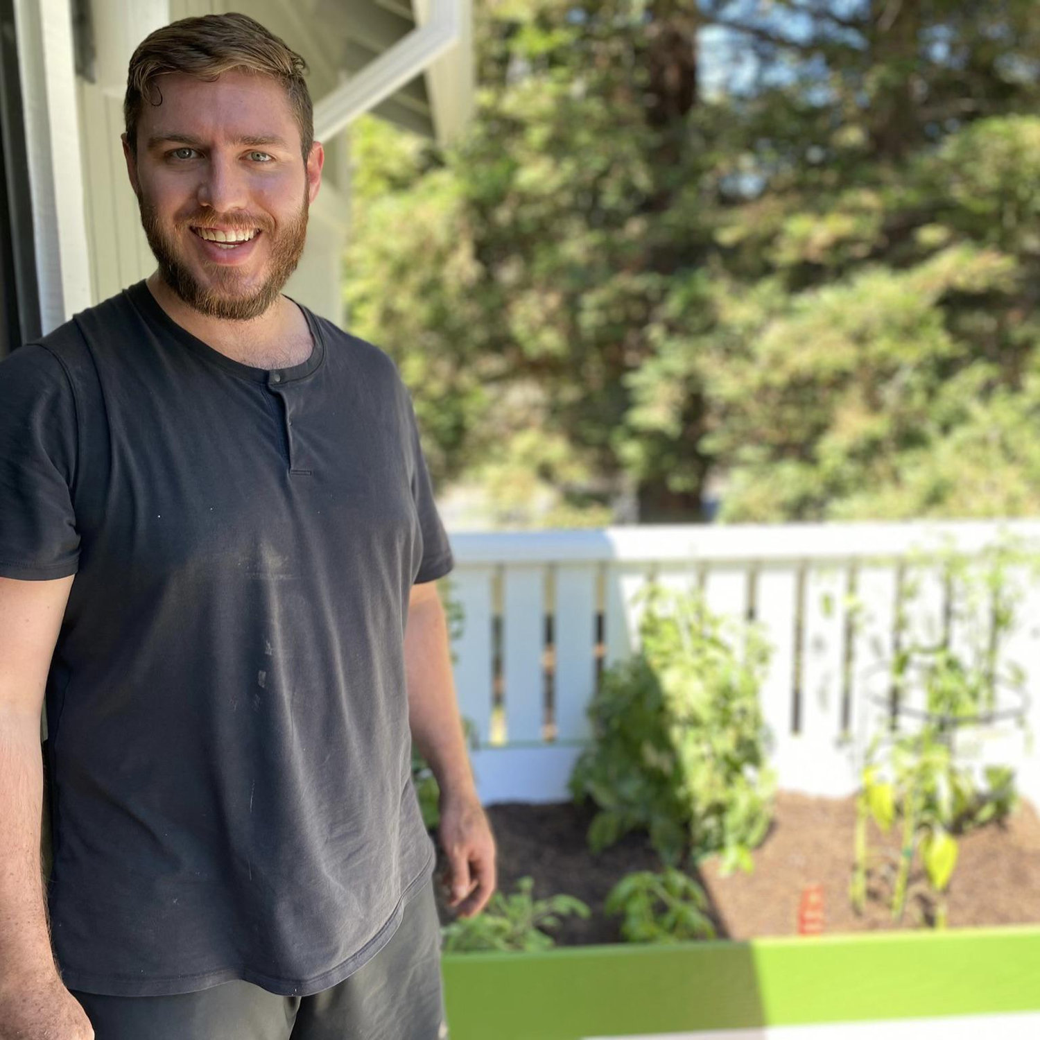 Patrick built and planted a beautiful planter for the patio. We grew tomatoes, cherry tomatoes, bell peppers, jalapenos, basil, cilantro, and sage.