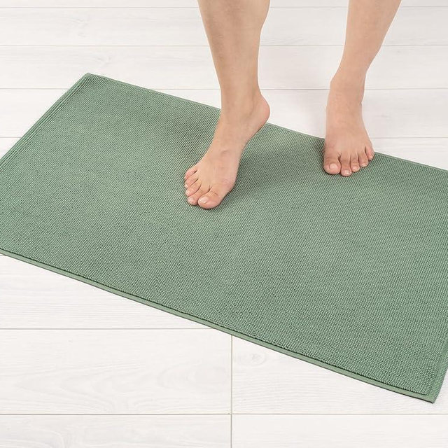 American Soft Linen Bath Rug, 20 in 34 in 100% Cotton Bath Mats Rugs for Bathroom, Non Slip Washable Shaggy Form Area Rugs, Sage Green Bath Rug