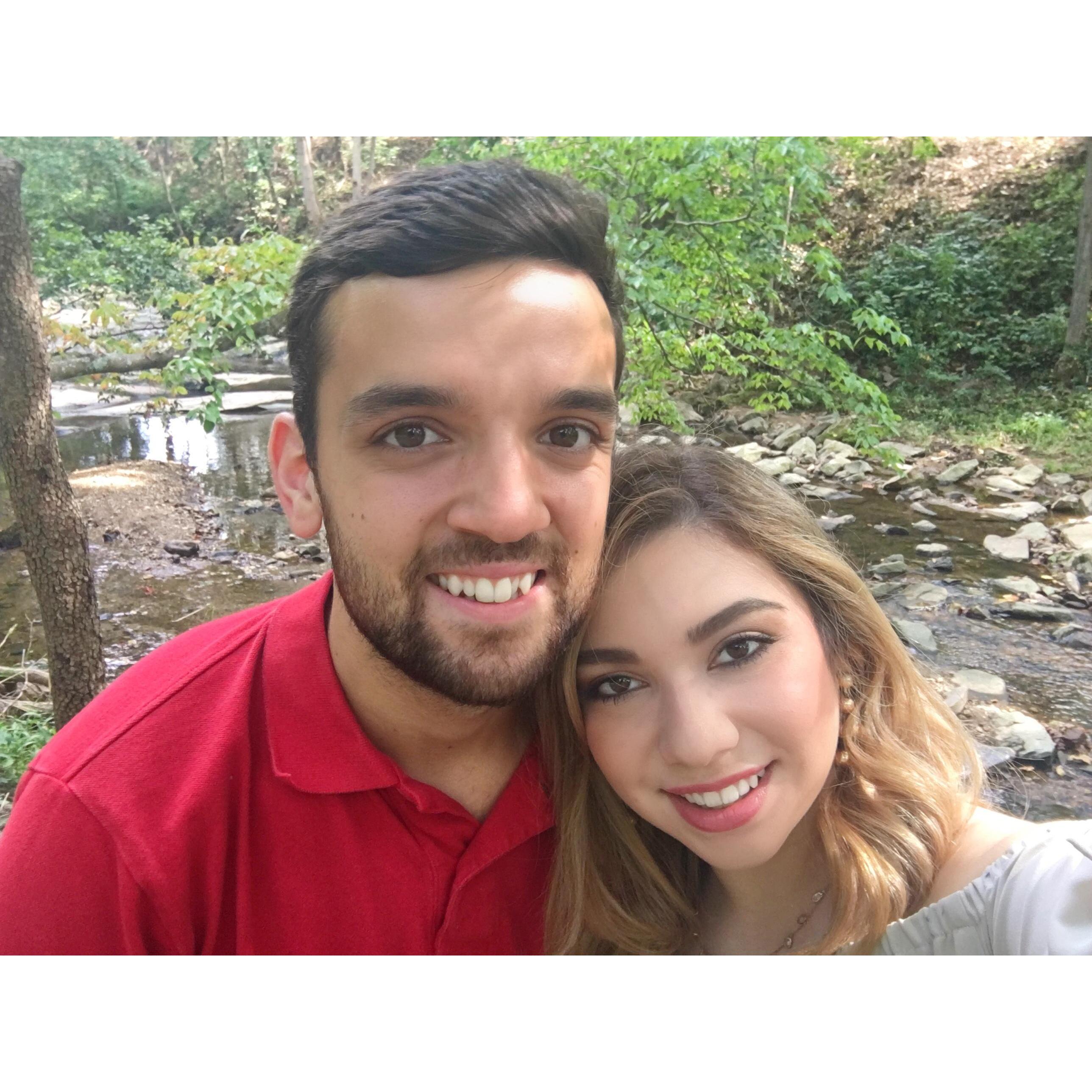 Taking a scenic walk through an arboretum in Asheville!