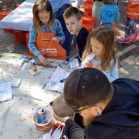 Chris helping the kids build toys at the Pumpkin Fest in Hamilton, Ohio