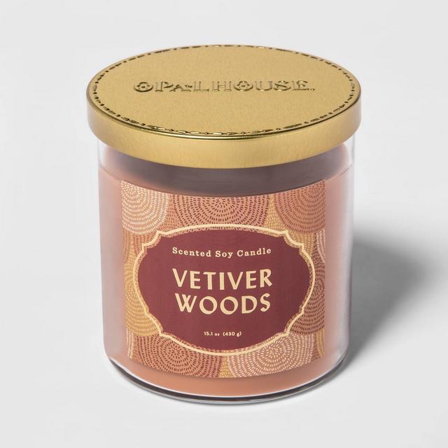 15.1oz Lidded Glass Jar 2-Wick Vetiver Woods Candle - Opalhouse™