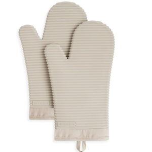 KITCHENAID Ribbed Soft Silicone Oven Mitt 2-Pack Set - Milkshake color