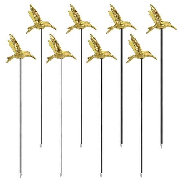 Cocktail Picks Stick, Cocktail Toothpicks Stainless Steel Martini Olive Picks for Bar Barbecue Fruit, Bloody Mary Drink Sticks (8pcs,Gold Bird)