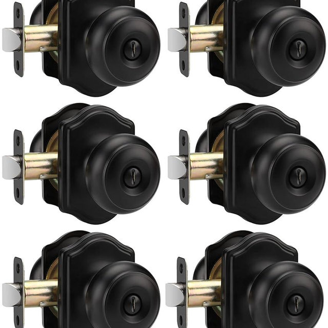 Goldenwarm Matte Black Door Knobs Interior, Bedroom Door Knob & Bathroom Classic, Black Interior Door Knobs 6 Pack
