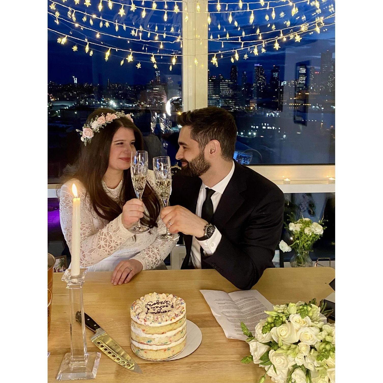 Our first toast as husband and wife
