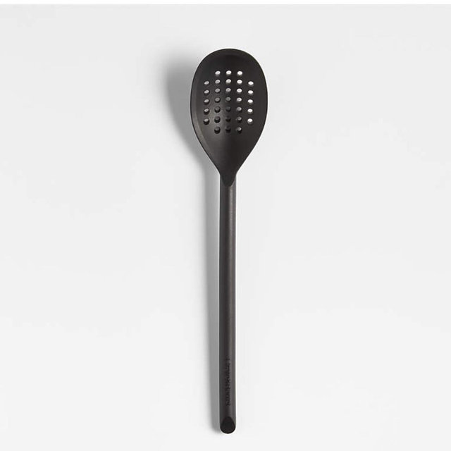 Crate & Barrel Black Silicone Deep Slotted Spoon