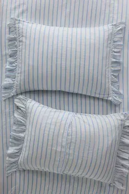 Organic Cotton Spa Sateen Ruffled Shams, Set of 2