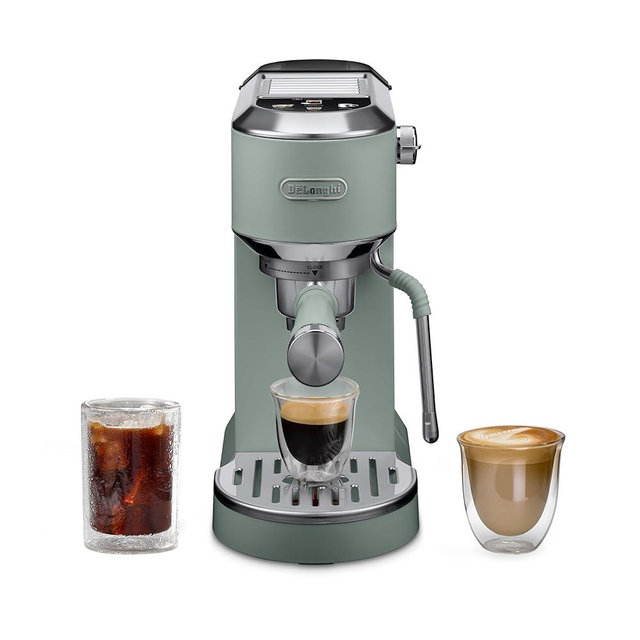 De'Longhi Dedica Duo Compact Espresso Machine - Cold Brew Coffee Maker with Milk Frother Wand- for Espresso, Hot & Iced Coffee, Cappuccinos, Lattes & Home Barista Brewing, Pistachio Green