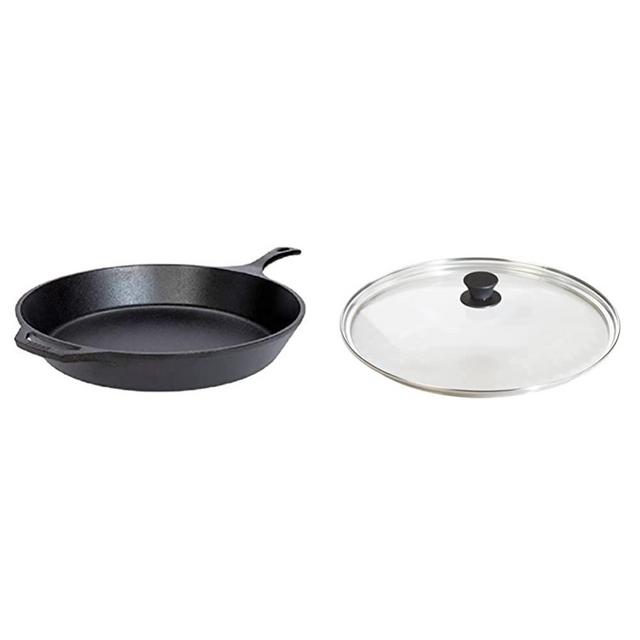 Lodge L14SK3 15-Inch Pre-Seasoned Cast-Iron Skillet & Tempered Glass Lid (15 Inch) – Fits Lodge 15 Inch Cast Iron Skillets and 14 Inch Cast Iron Woks