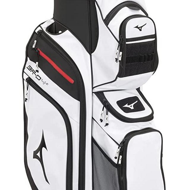 Mizuno BR-D4C Golf Cart Bag | 14 Way Top Cuff | Full Length Dividers | Single Shoulder Strap | Extra Large Insulated Cooler | Rainhood