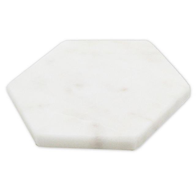 Jodhpuri White Marble Hexagon Coasters (Set of 4)