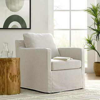 Serene Slipcovered Swivel Armchair