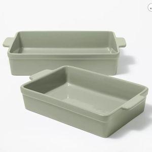 2pc Stoneware Rectangle Green Baking Dish Set - Figmint™