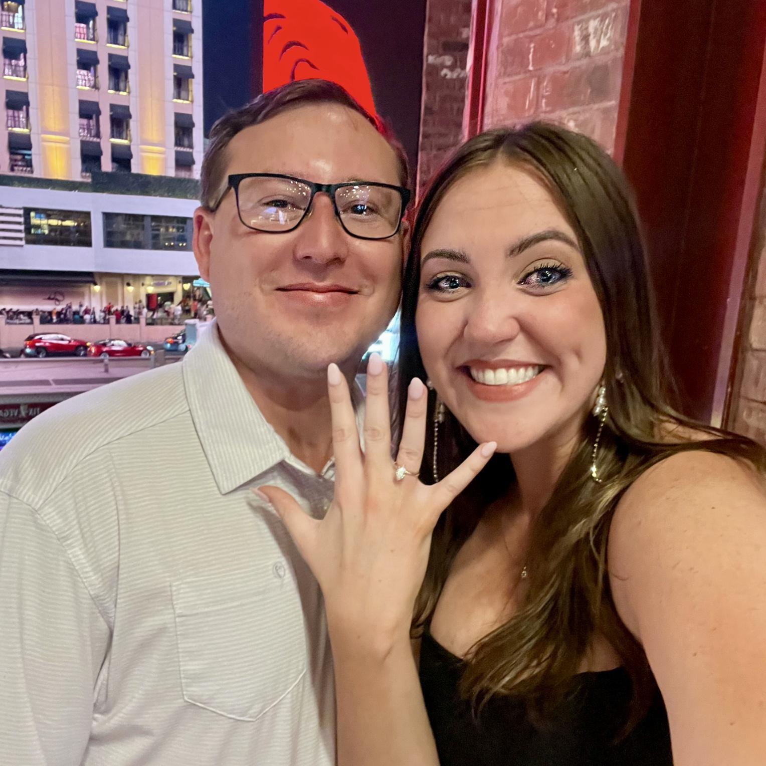 Last minute whim to meet Sam on his Guard trip in Vegas turned into the best decision I’ve ever made! After a few failed attempts, Sam finally got down on one knee and my answer was yes, of course!