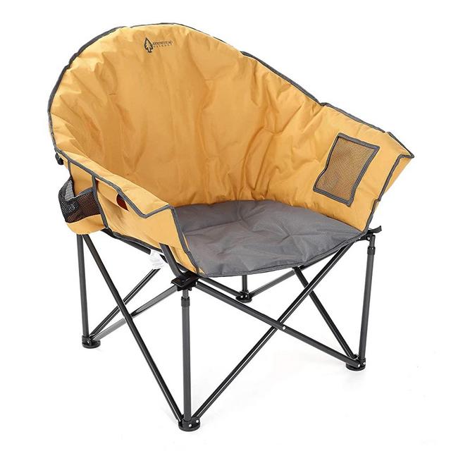 ARROWHEAD OUTDOOR Oversized Heavy-Duty Club Folding Camping Chair w/External Pocket, Cup Holder, Portable, Padded, Moon, Round, Saucer